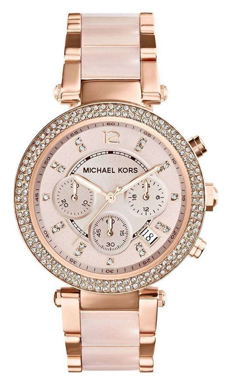 michael kors mk5896 women's parker watch with swarovski crystals|michael kors parker rose watch.